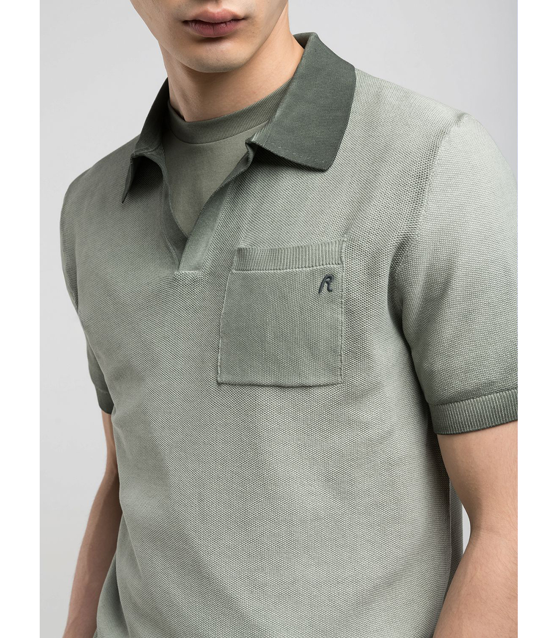 コットンPOLO半袖ニット 詳細画像 オリーブ 7